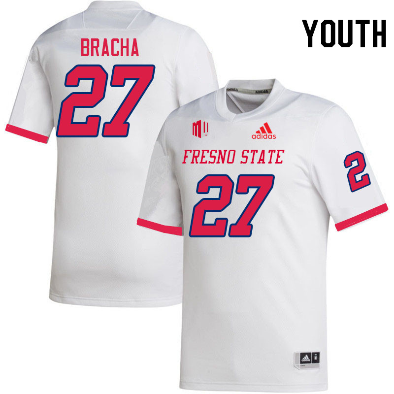 Youth #27 Camryn Bracha Fresno State Bulldogs College Football Jerseys Stitched Sale-White